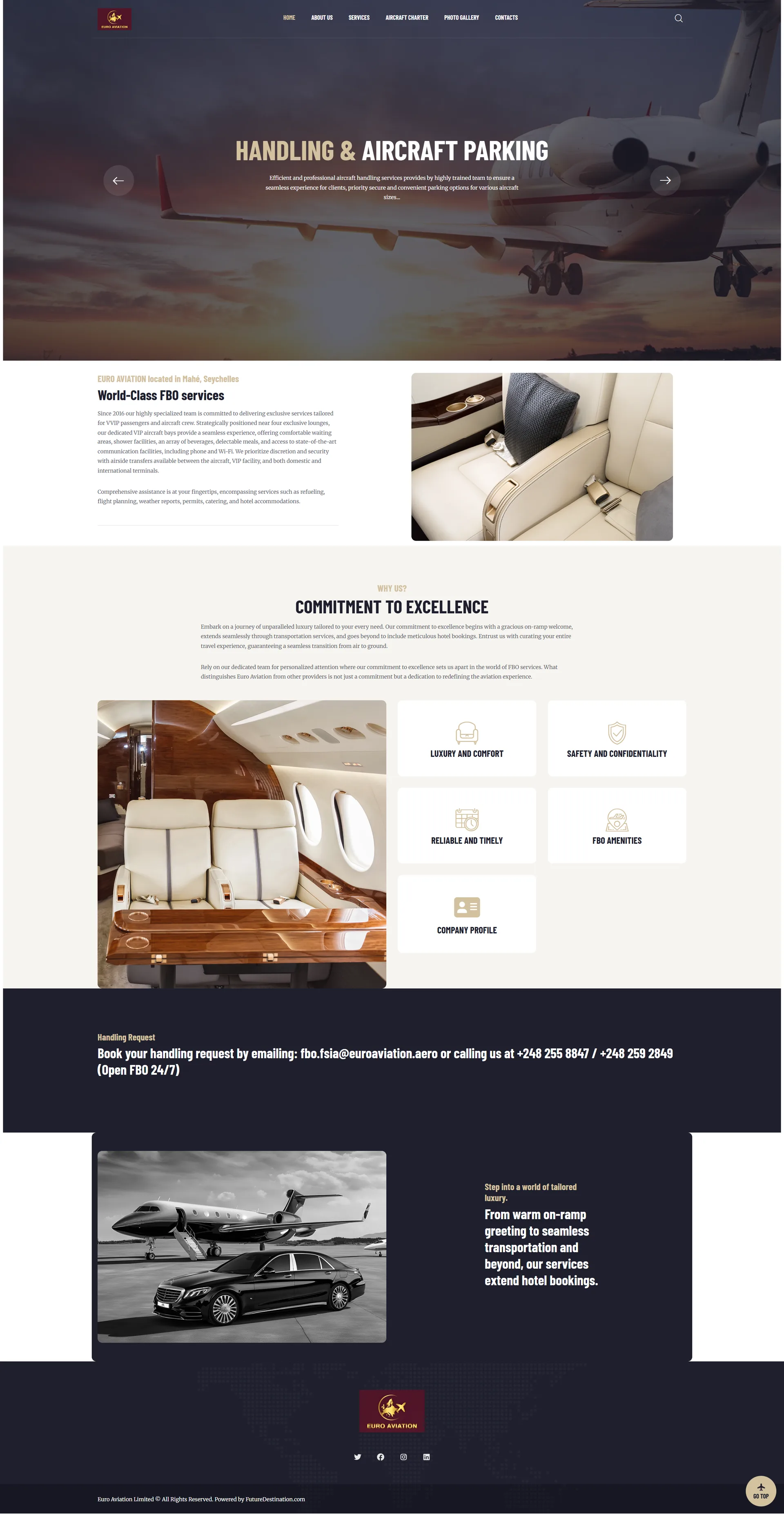 Euro Aviation — homepage design